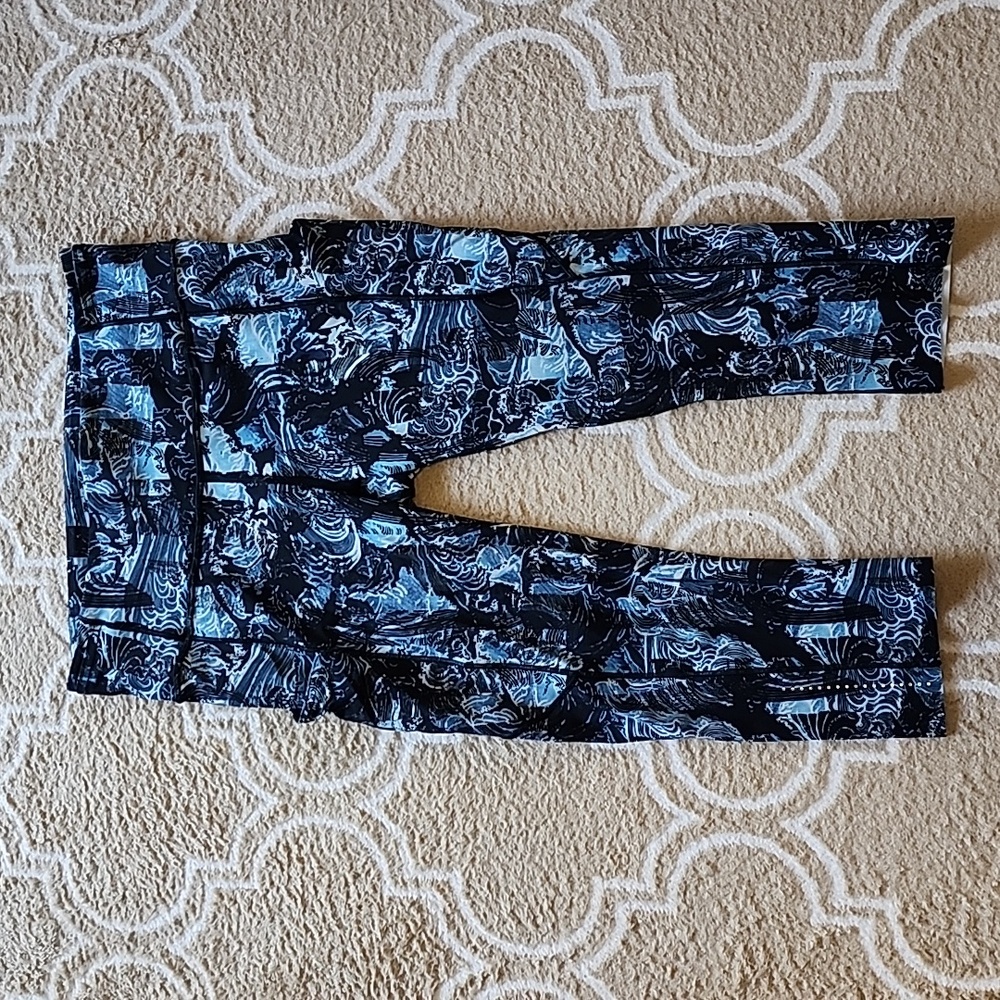 Lululemon Fast and Free Crop *Nulux 19" in Eternal Wave Starlight Black EUC